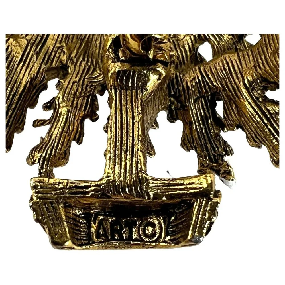 Vintage ART Christmas Tree Brooch Pin gold Tone With‎ Rhinestones Arthur Pepper